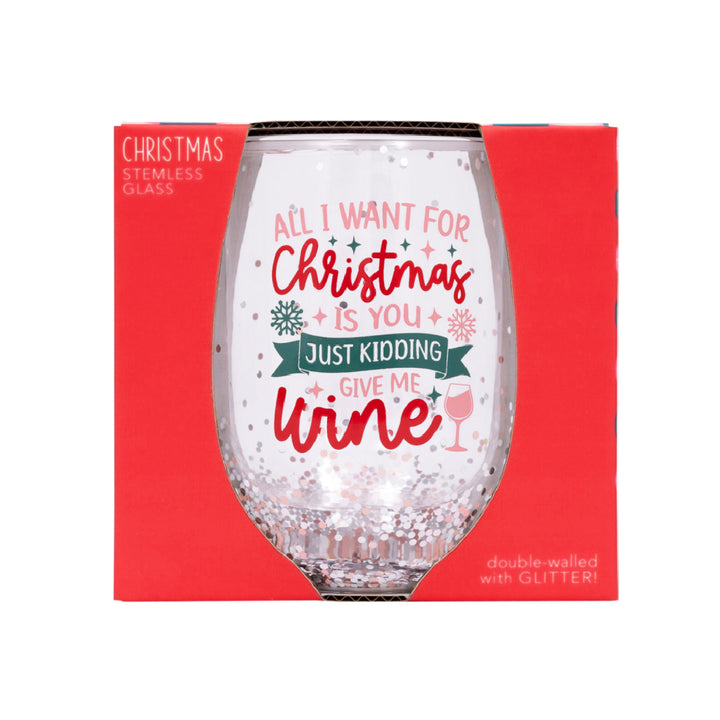 Splosh Stemless Christmas Wine Glass - Wine