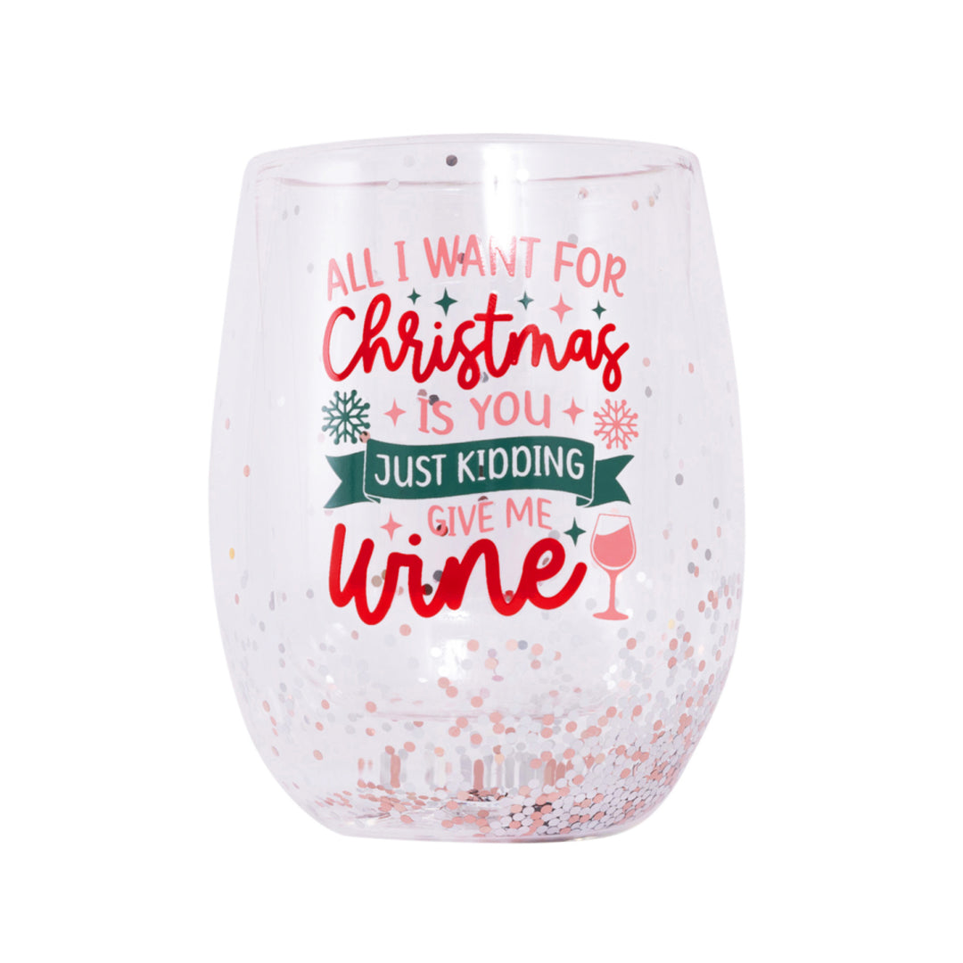 Splosh Stemless Christmas Wine Glass - Wine