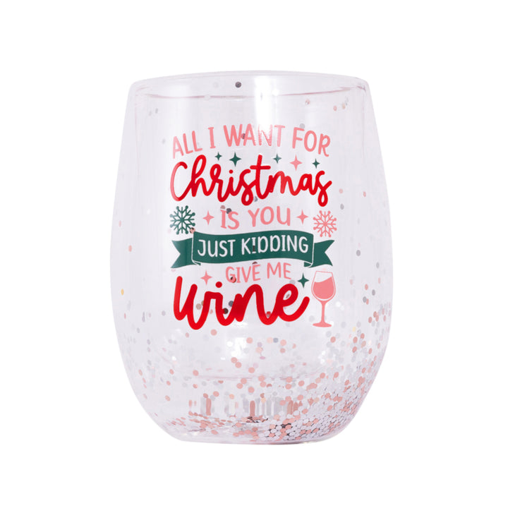Splosh Stemless Christmas Wine Glass - Wine