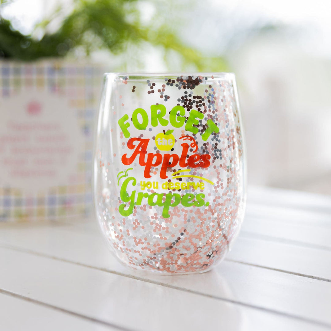 Splosh Teacher Grapes Glitter Wine Glass