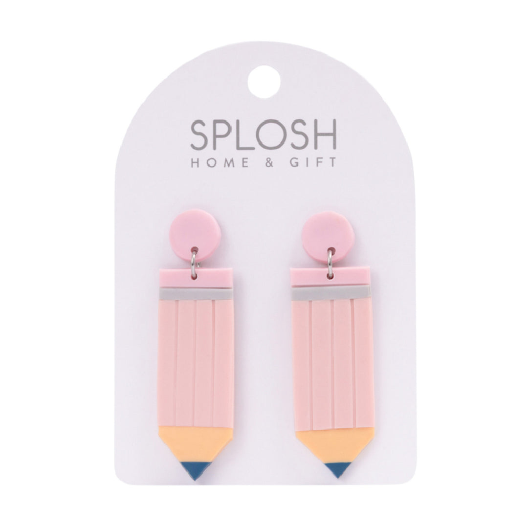 Splosh Teacher Pink Pencil Earrings
