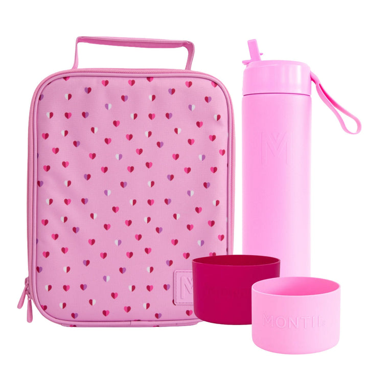 MontiiCo Large Lunch Bag & Sipper Bottle Bundle - Sweetheart
