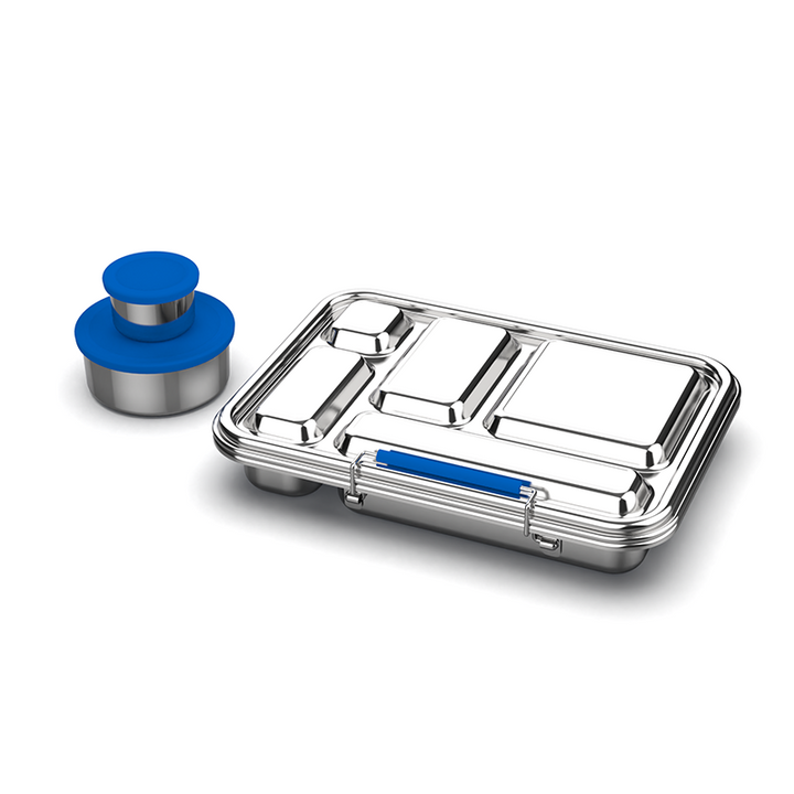Stainless Steel 5 Compartment Bento With Leakproof Pots - Blue