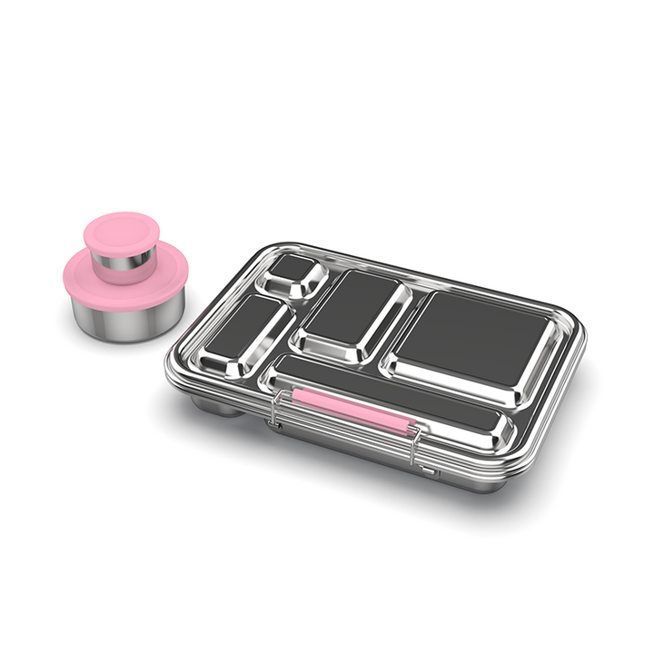 Stainless Steel 5 Compartment Bento With Leakproof Pots - Pink