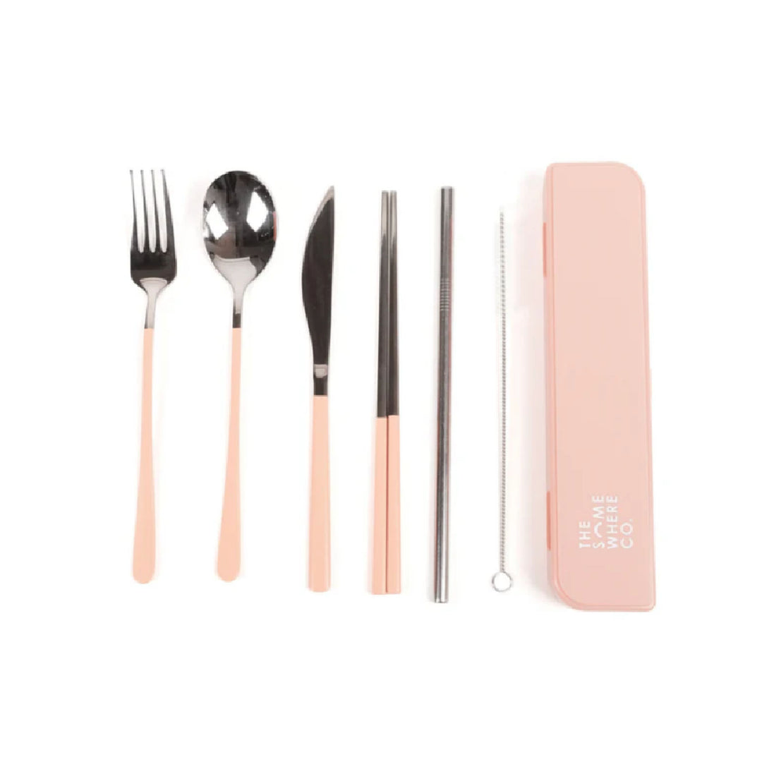 The Somewhere Co. Cutlery Kit - Silver/Blush