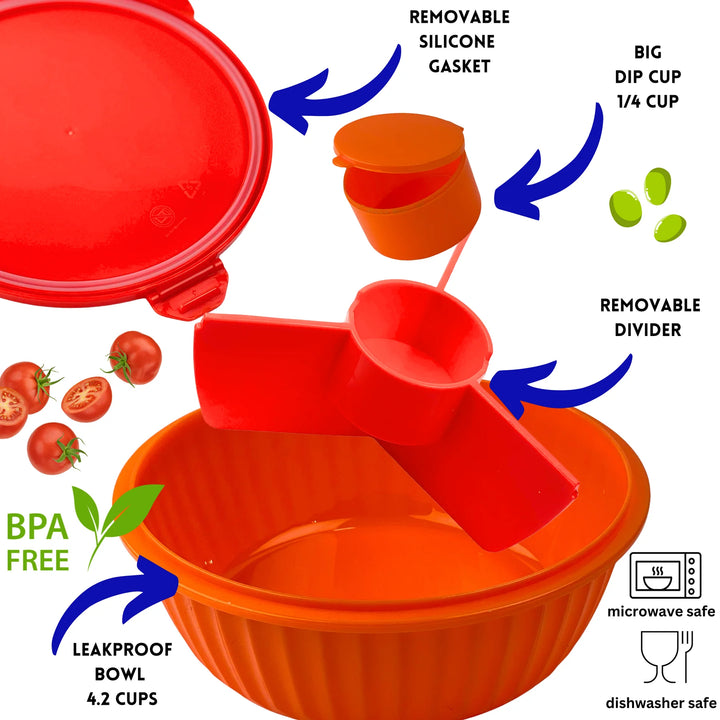 Yumbox Leakproof Divided Poke Salad Bowl - Tangerine Orange