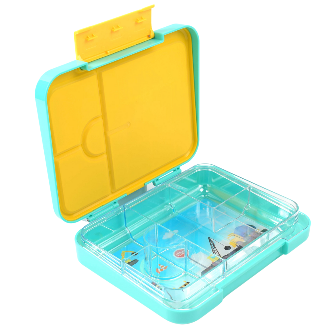Mum Made Yum Large Bento Lunch Box - Teal Construction