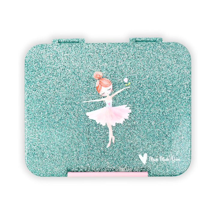 Mum Made Yum Large Bento Lunch Box - Teal Sparkle Ballerina