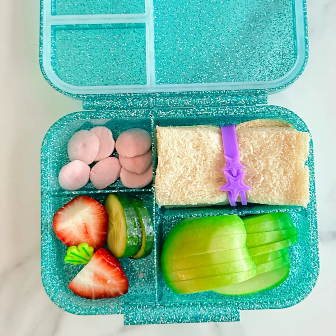 Mum Made Yum MINI Snack Bento Lunch Box - Sparkle Teal Rainbow