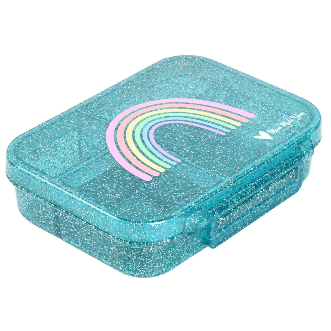 Mum Made Yum MINI Snack Bento Lunch Box - Sparkle Teal Rainbow