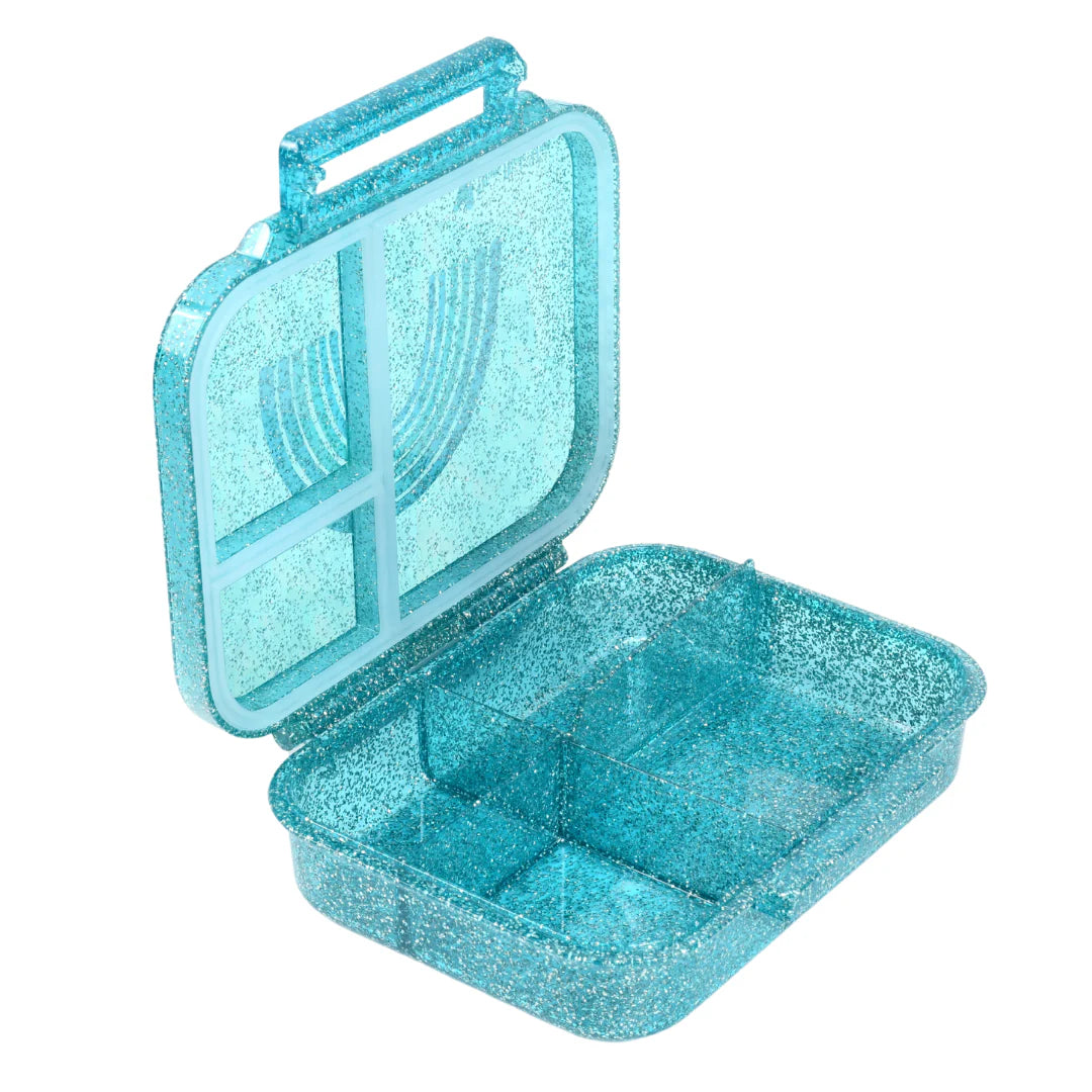 Mum Made Yum MINI Snack Bento Lunch Box - Sparkle Teal Rainbow