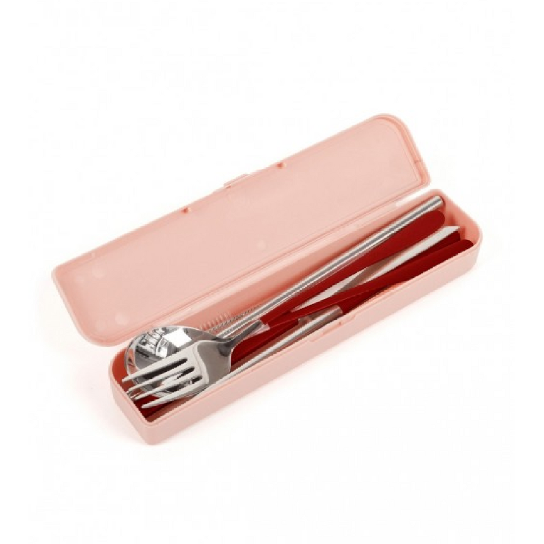 The Somewhere Co. Cutlery Kit - Silver/Burgundy