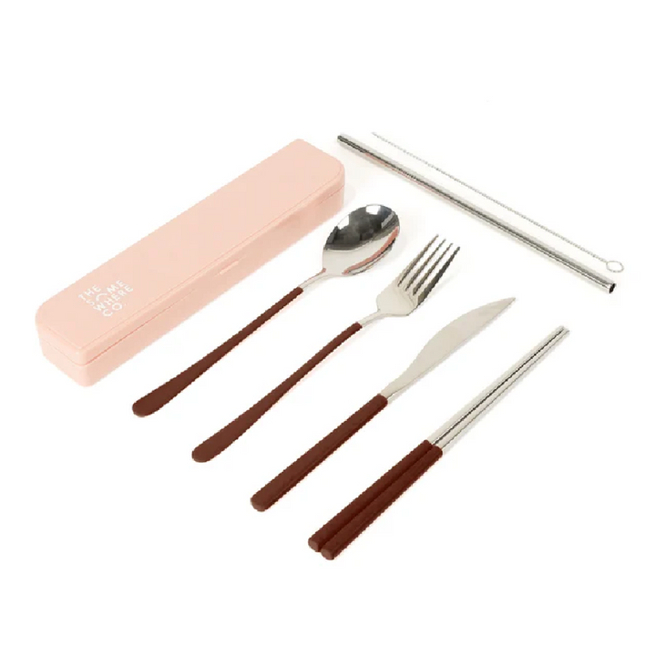 The Somewhere Co. Cutlery Kit - Silver/Chocolate