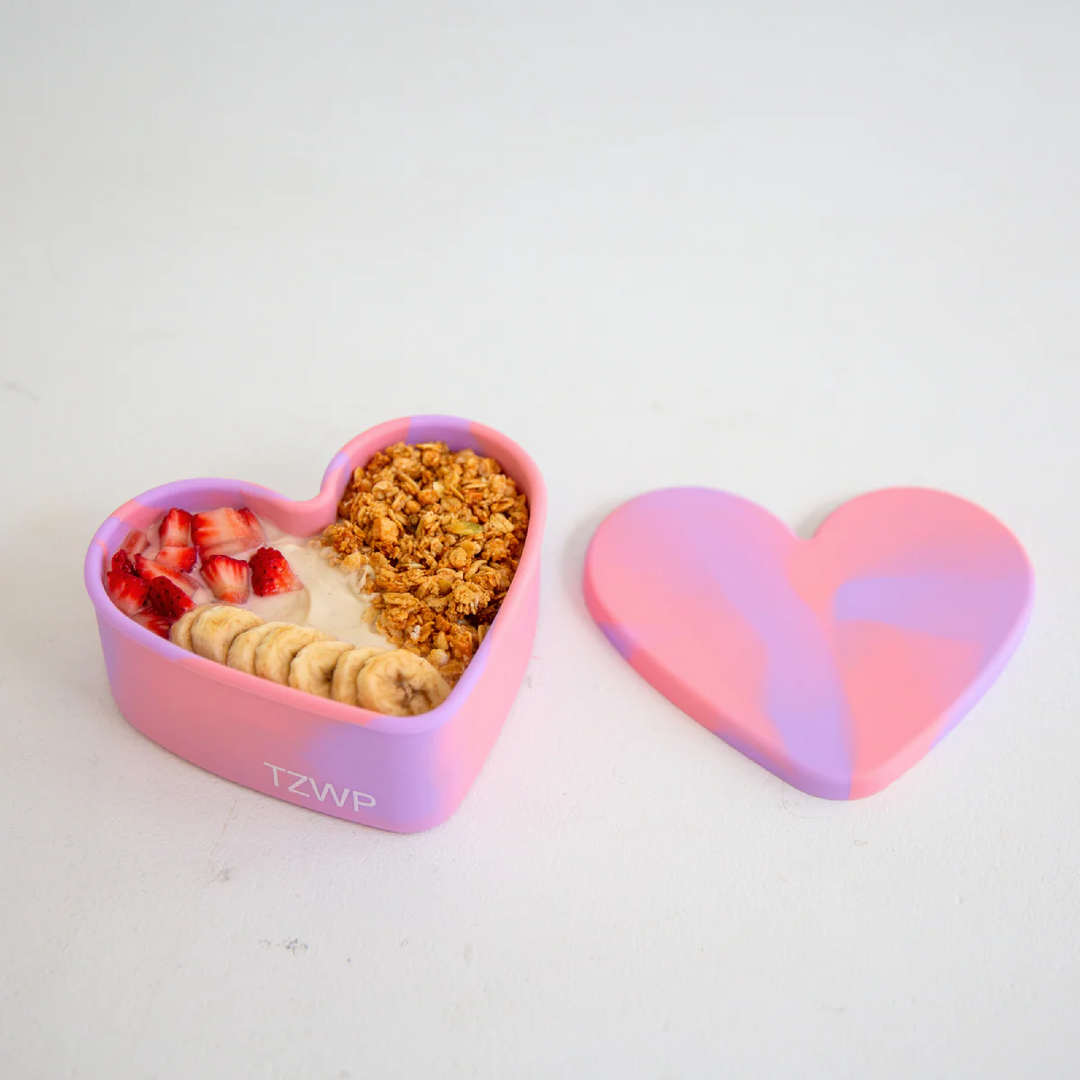 Silicone Large Snack Container - Love - Bubblegum