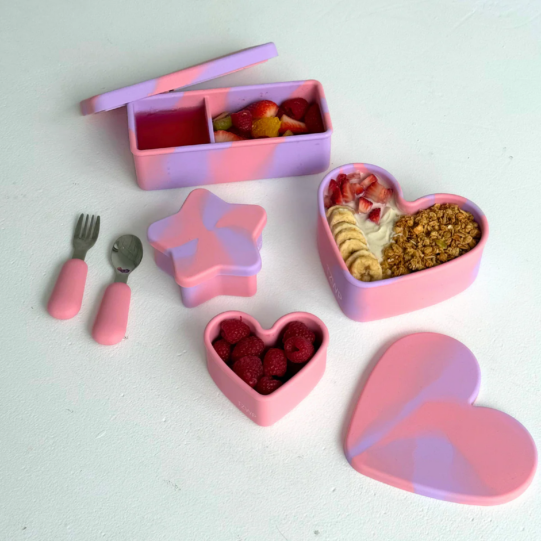 Silicone Large Snack Container - Love - Bubblegum