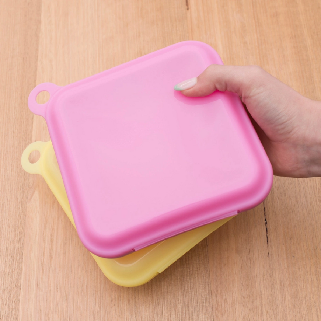 We Might Be Tiny Reusable Sandwich Pouchies - Fuchsia & Lemon