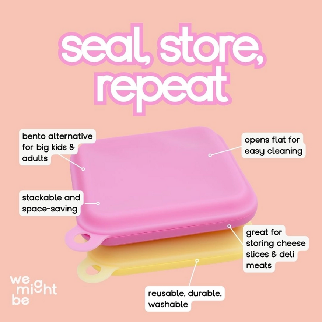 We Might Be Tiny Reusable Sandwich Pouchies - Fuchsia & Lemon