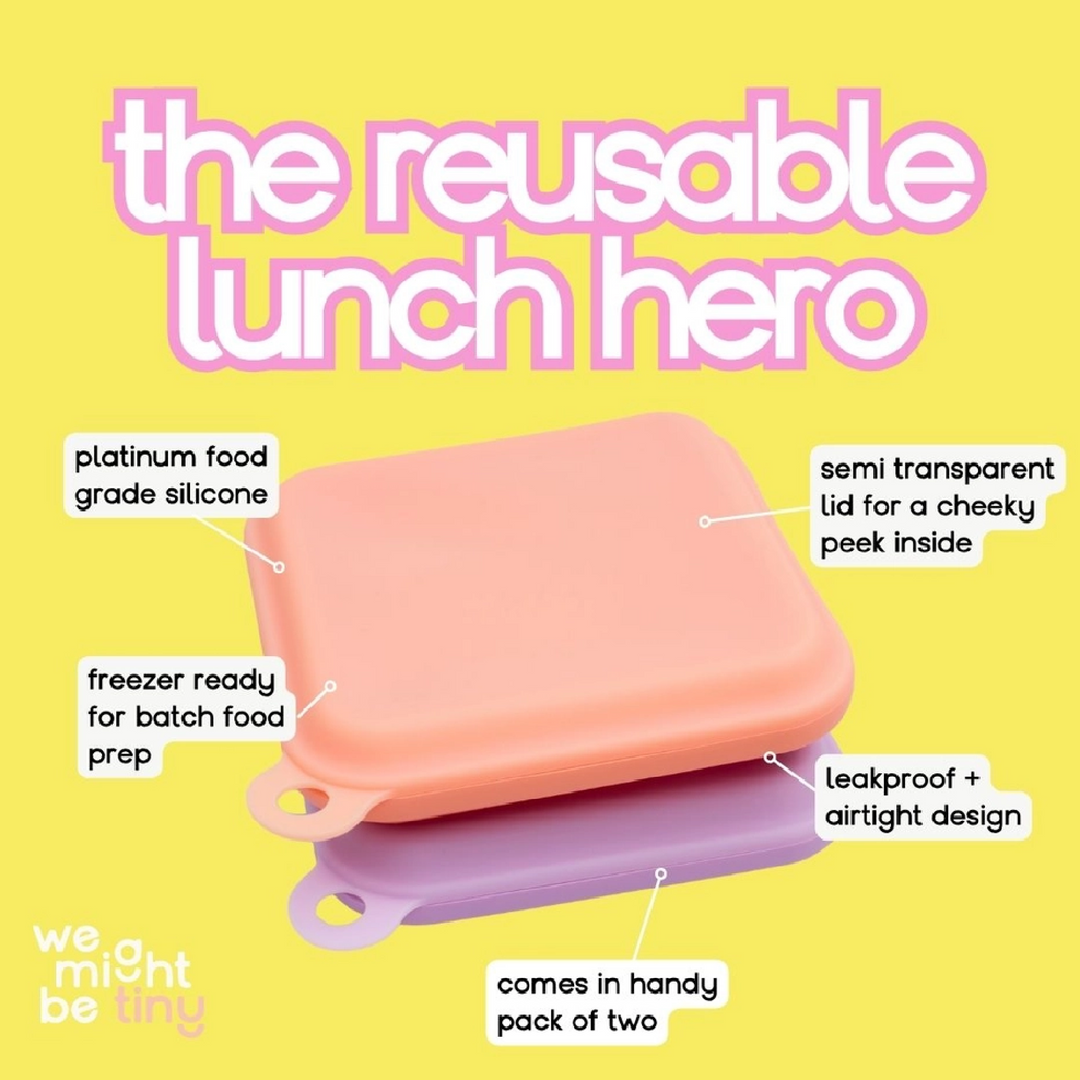 We Might Be Tiny Reusable Sandwich Pouchies - Purple & Tangerine