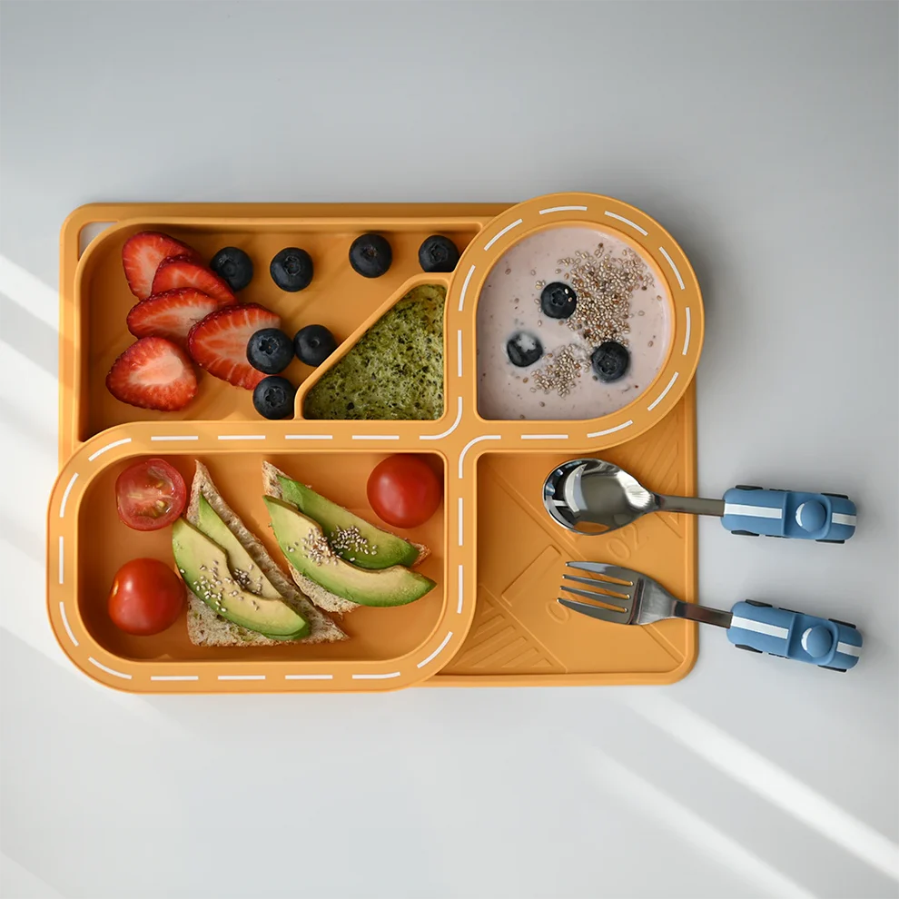 Zooli Children's Dinnerware Set - Butterscotch Racetrack