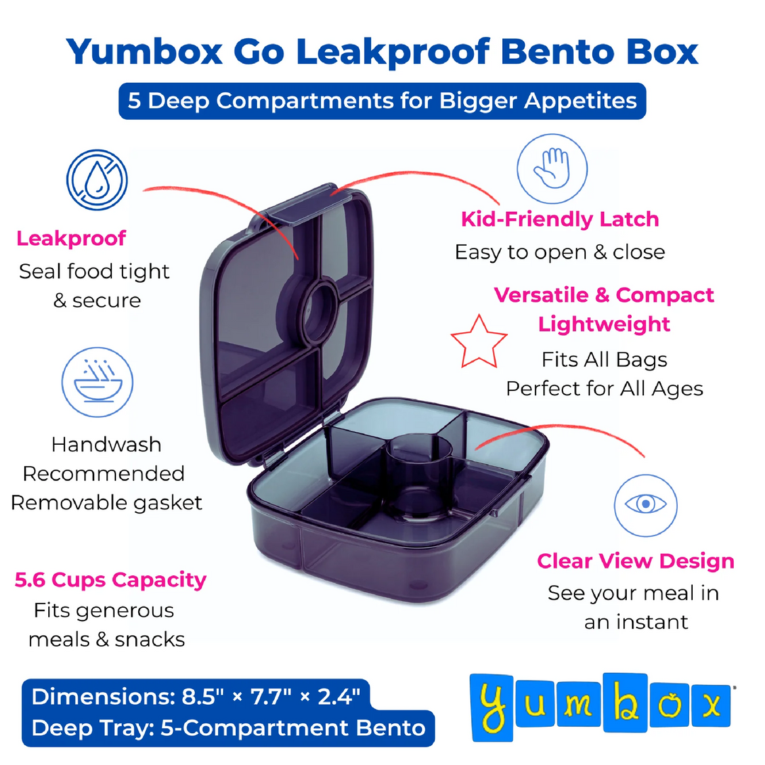 PRE-ORDER - Yumbox Go Bento Box - 5 Compartments - Berlin Charcoal Grey