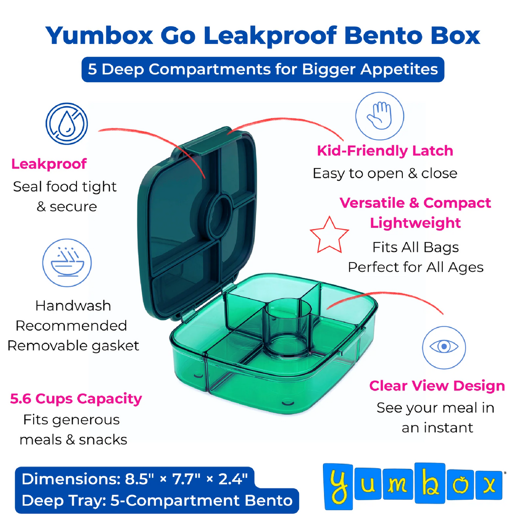 PRE-ORDER - Yumbox Go Bento Box - 5 Compartments - Lima Green