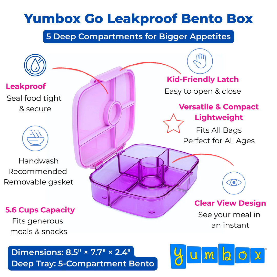 PRE-ORDER - Yumbox Go Bento Box - 5 Compartments - Kyoto Purple