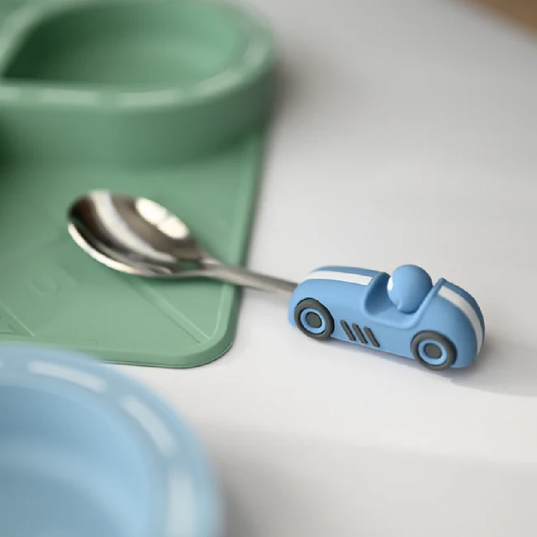 Zooli Children's Cutlery Set - Powder Blue Race Car