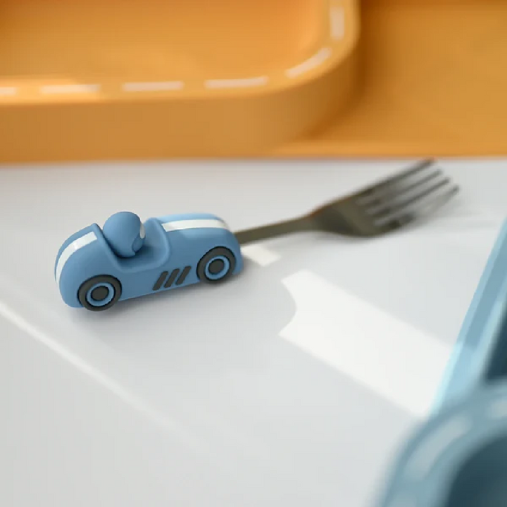 Zooli Children's Cutlery Set - Powder Blue Race Car