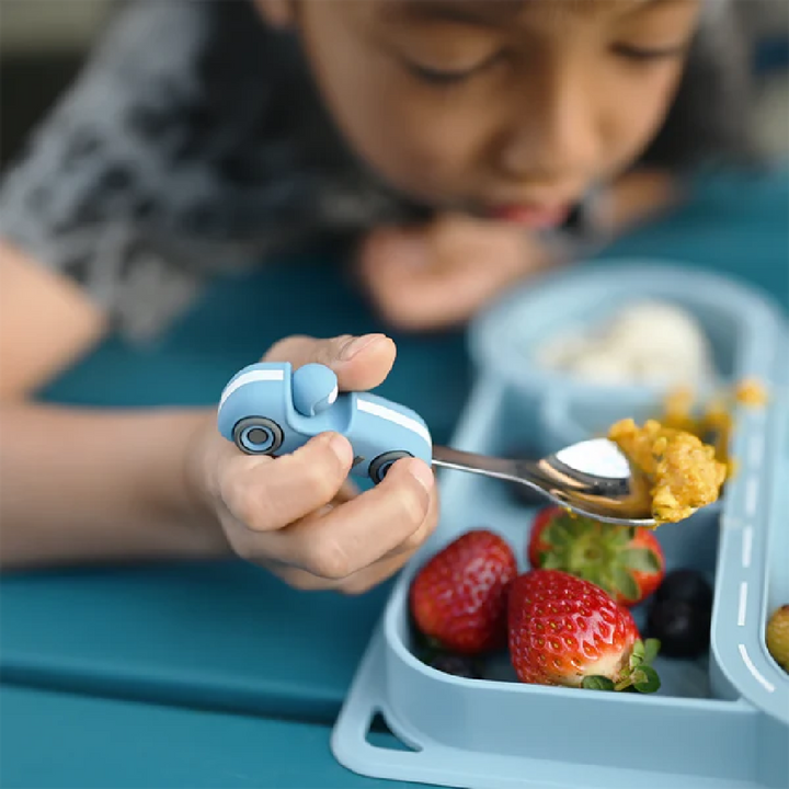 Zooli Children's Cutlery Set - Powder Blue Race Car