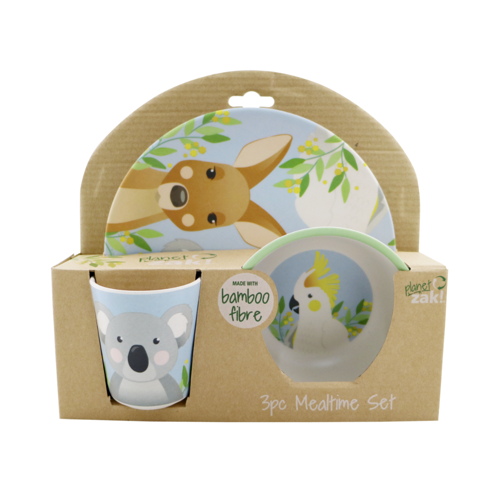 Australian Animals 3pc Bamboo Mealtime Set