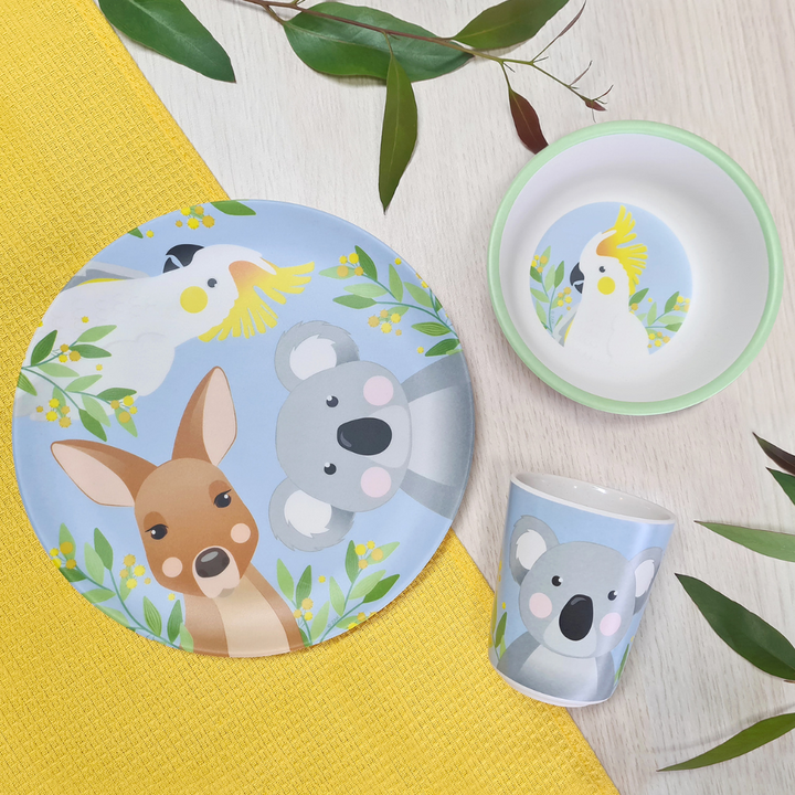 Australian Animals 3pc Bamboo Mealtime Set