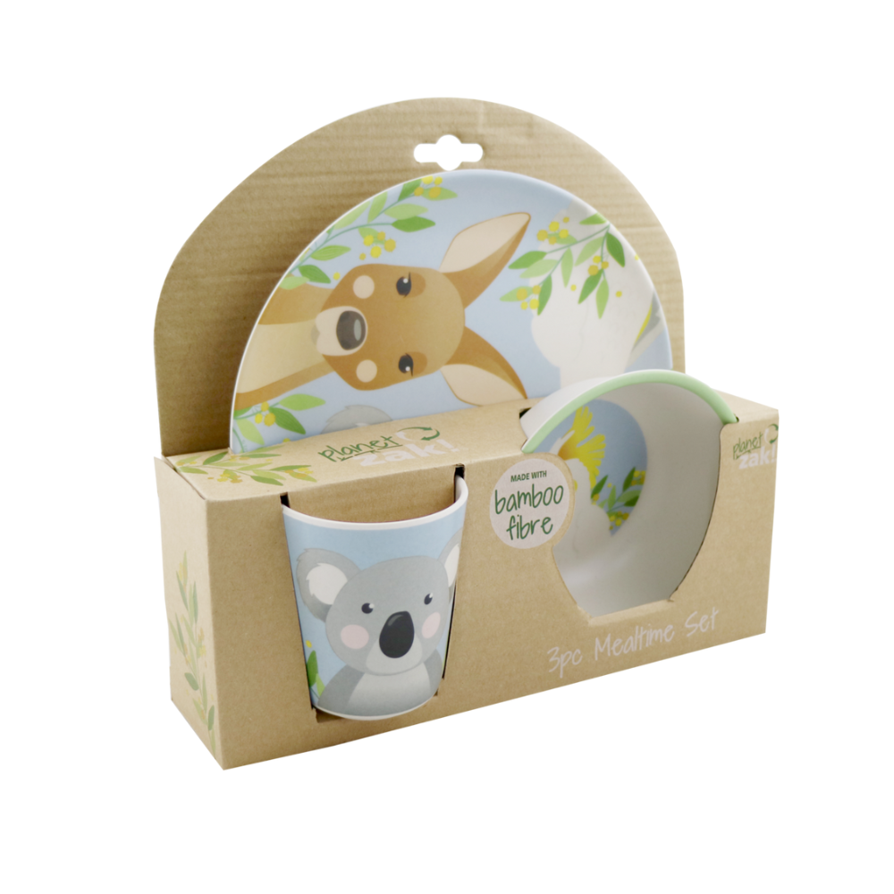 Australian Animals 3pc Bamboo Mealtime Set