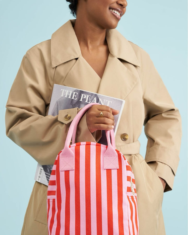 Fluf Zipper Lunch Bag - Awning Stripe Pink