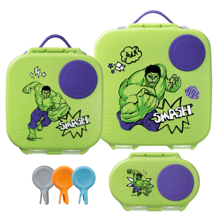 b.box Bento Large & Mini Lunch Box & Snack Box Bundle - Hulk