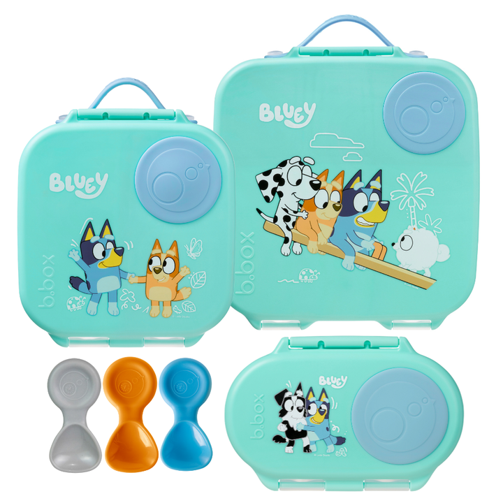 b.box Bento Large & Mini Lunch Box & Snack Box Bundle - Playtime Bluey