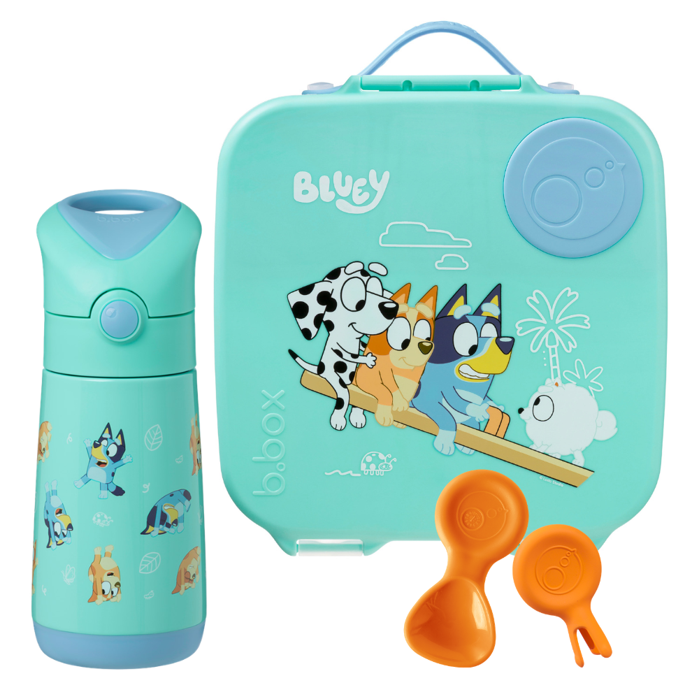 b.box Large Lunch Box & Insulated Bottle Bundle - Playtime Bluey