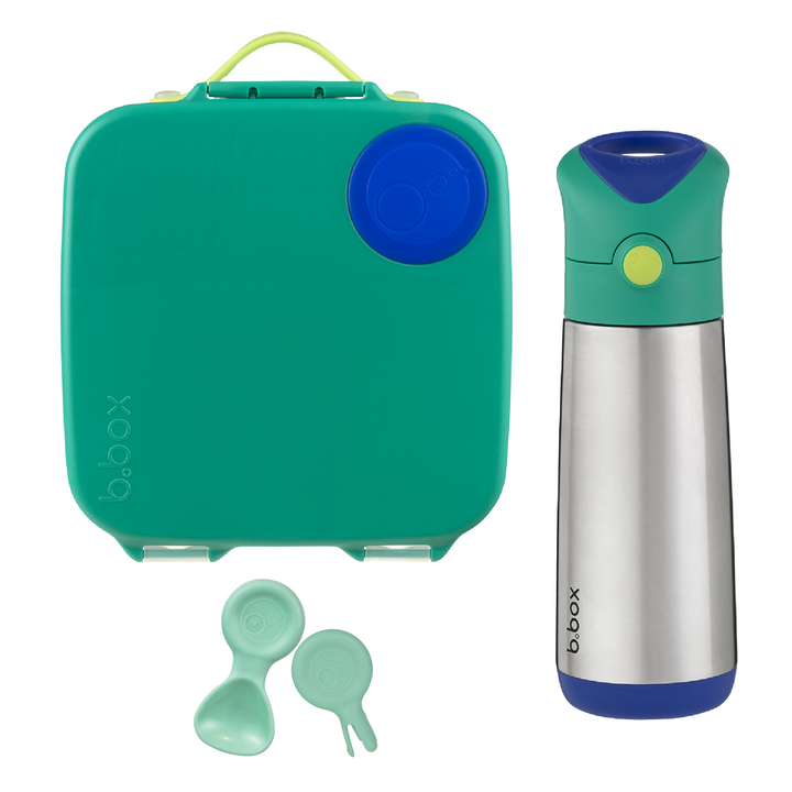 b.box Large Lunch Box & Large Bottle Bundle - Electric Jungle