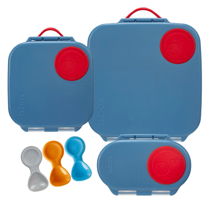 b.box Bento Large & Mini Lunch Box & Snack Box Bundle - Blue Blaze