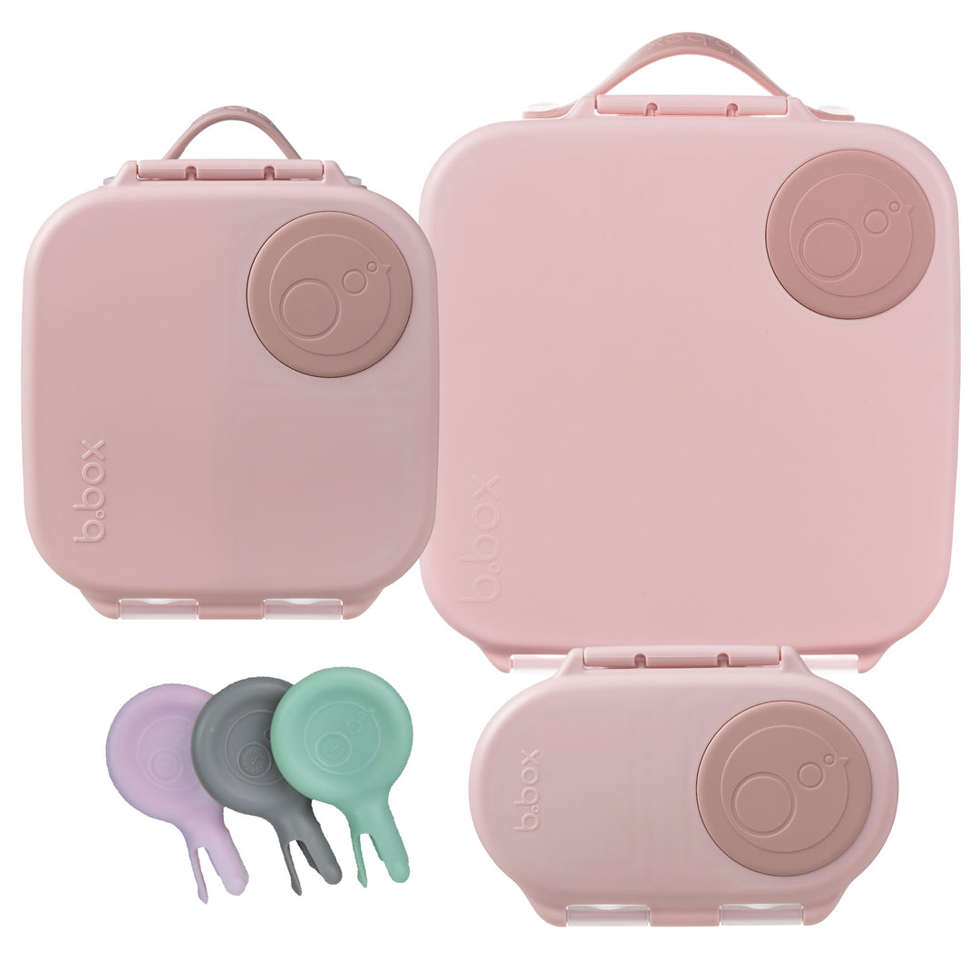 b.box Bento Large & Mini Lunch Box & Snack Box Bundle - Blush Crush