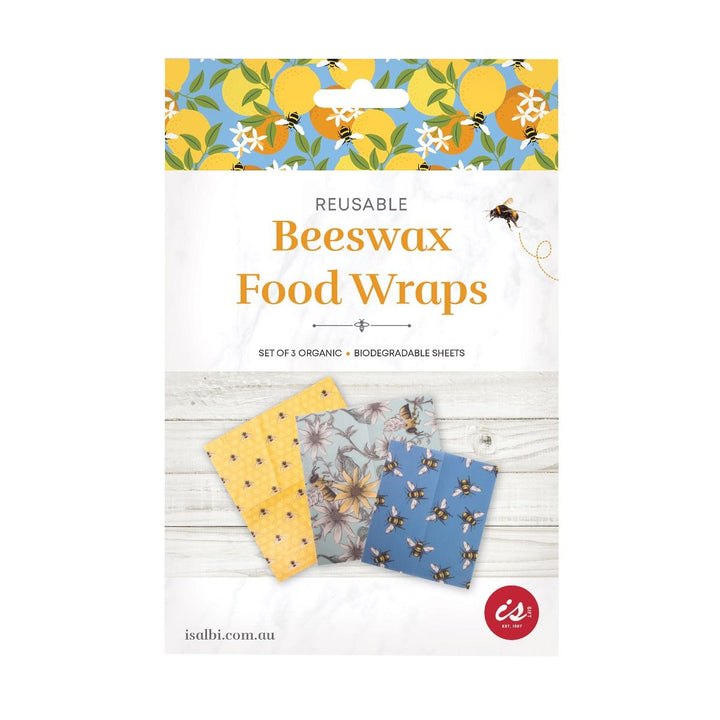 Reusable Beeswax Food Wraps - Bees Design - 3pk