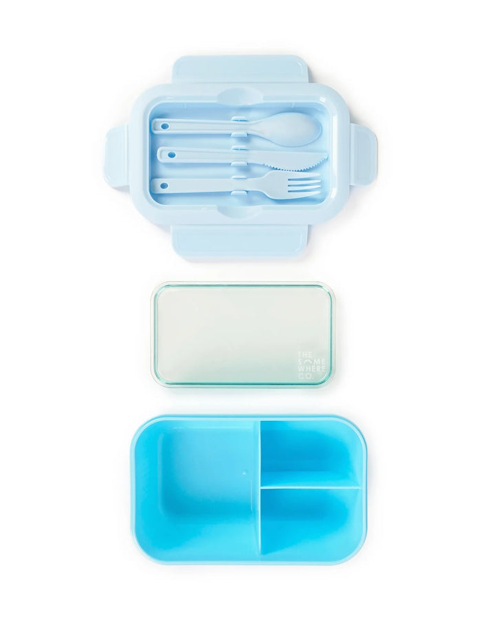 Bento Lunch Box & Cutlery - Peppermint Blue