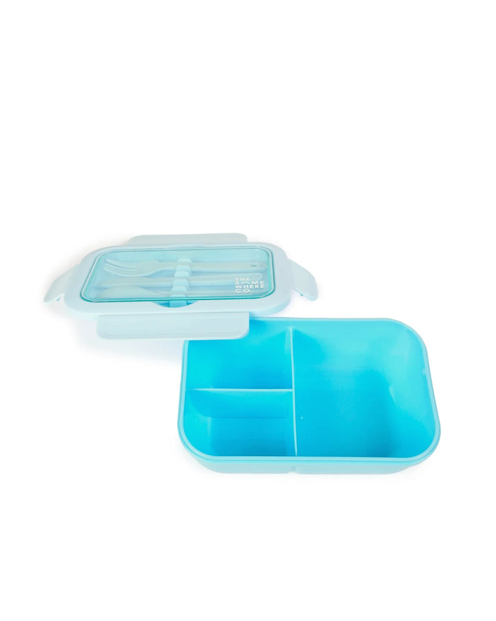 Bento Lunch Box & Cutlery - Peppermint Blue