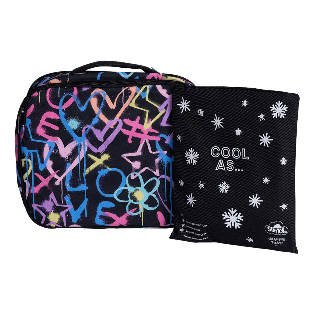 Spencil BIG Cooler Lunch Bag + Chill Pack - Hearts & Crosses