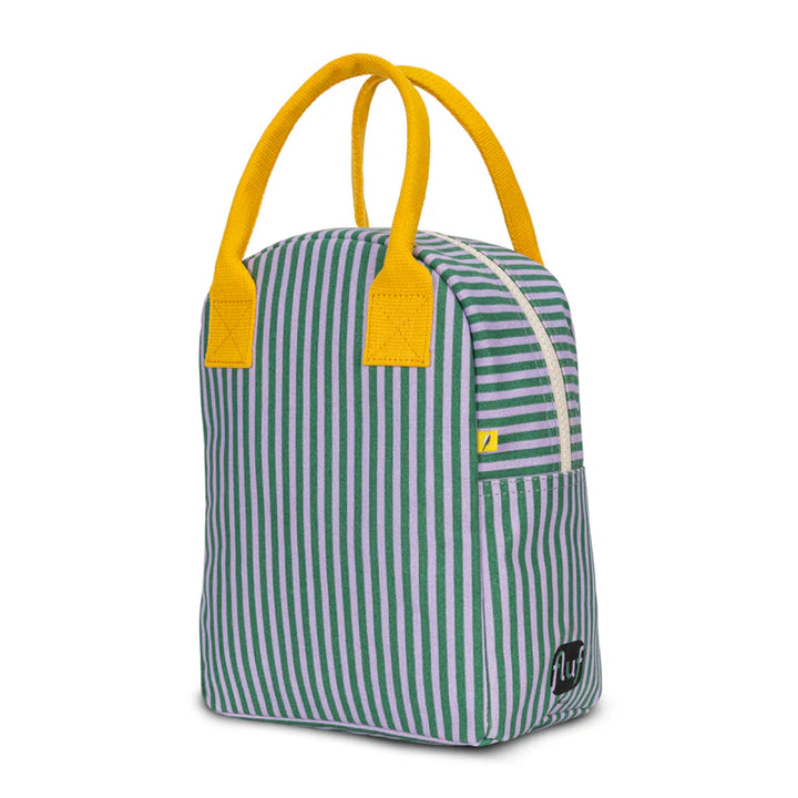 Fluf Zipper Lunch Bag - Candy Stripe Grass/Lavender