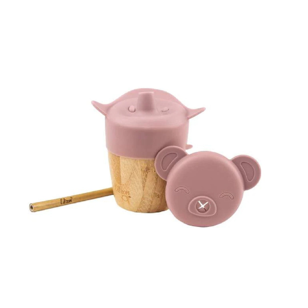 Citron Bamboo Cup With 2 Lids + Straw - Blush Pink