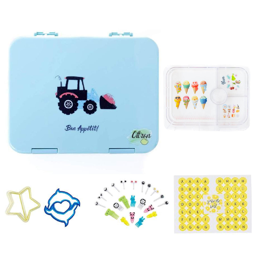 Citron Bento Lunch Box With Sandwich Cutters + Picks - Tractor