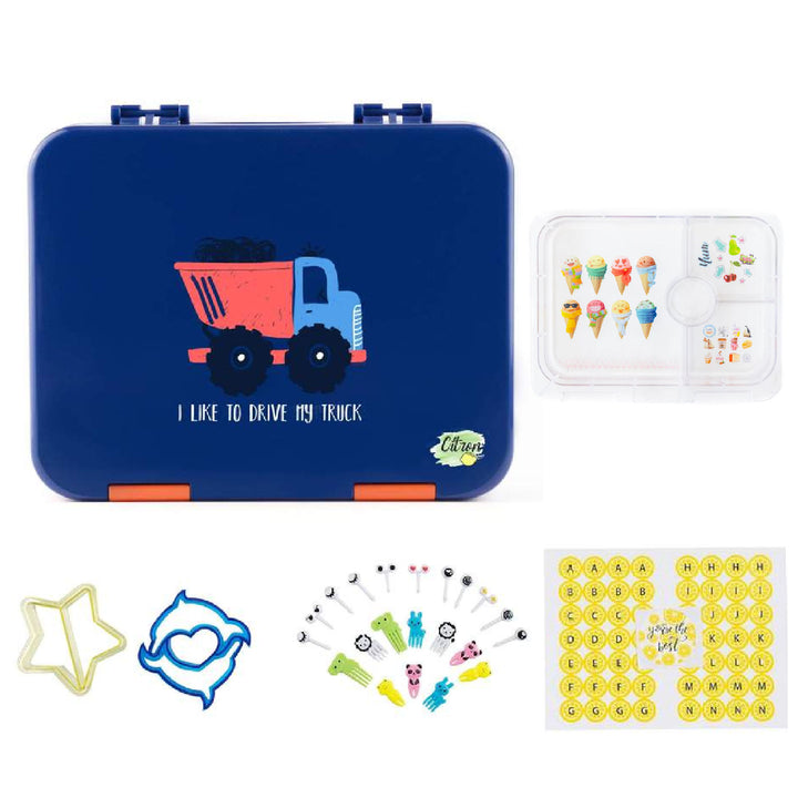 Citron Bento Lunch Box With Sandwich Cutters + Picks - Truck