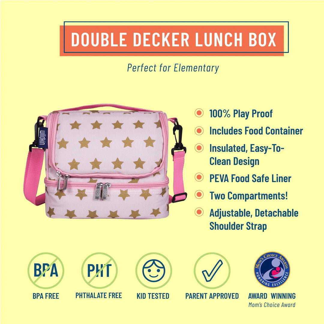 WIldkin Double Decker Lunch Bag - Pink & Gold Stars