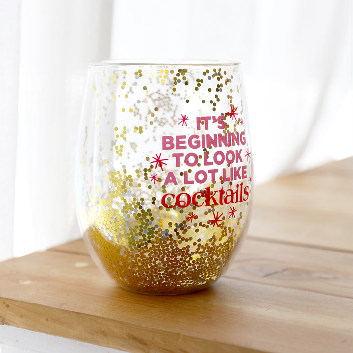 Splosh Stemless Christmas Wine Glass - Christmas Cocktails