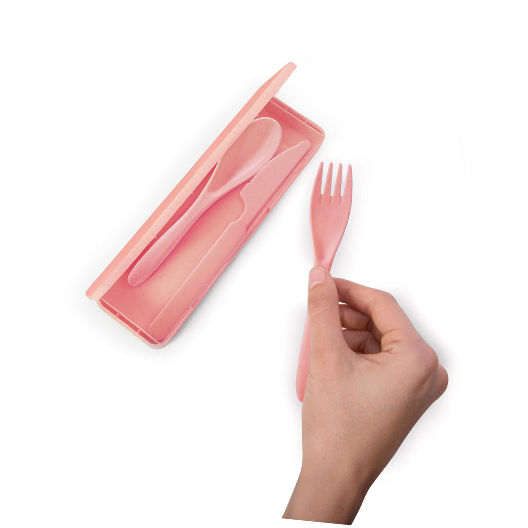 Wheat Straw Travel Cutlery Set - Pink